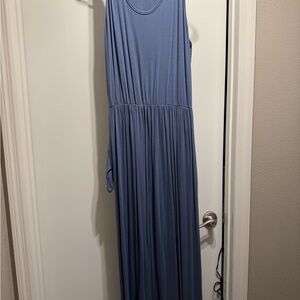 2x with pockets Blue Sleeveless Maxi Dress